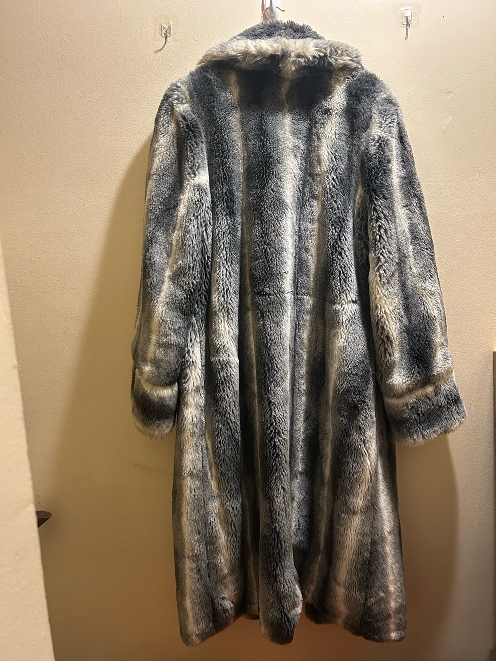 Komarov Gray and Black Faux Fur Long Coat - Picture 2 of 5